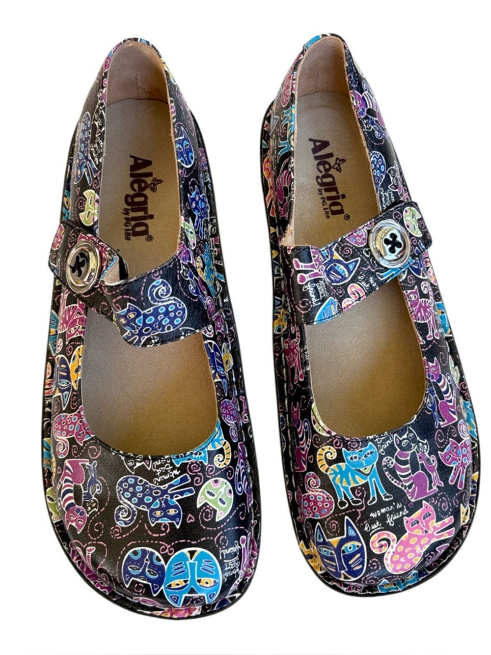 Like New Alegria Leather Paloma Mary Jane’s Cat Pattern Size 11.5 - 12 - Picture 2 of 10